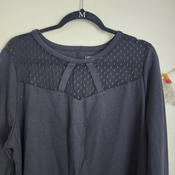 Lane Bryant Sheer Swiss Dot Black Long Sleeve Top Business Casual Minimalist 18 - Picture 4 of 9